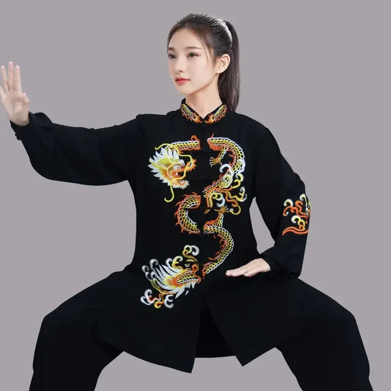 

2024 Chinese Tai Chi Clothing New Embroidery Loose Tai Chi Training Clothes Martial Performance Training Clothes Tang Suit Set