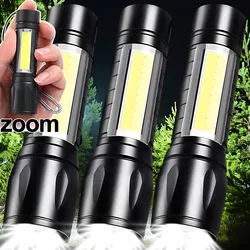 Mini Portable LED Flashlight 3 Modes USB Rechargeable Zoom Torch Light High Power Waterproof Outdoor Camping COB Lamp Lantern