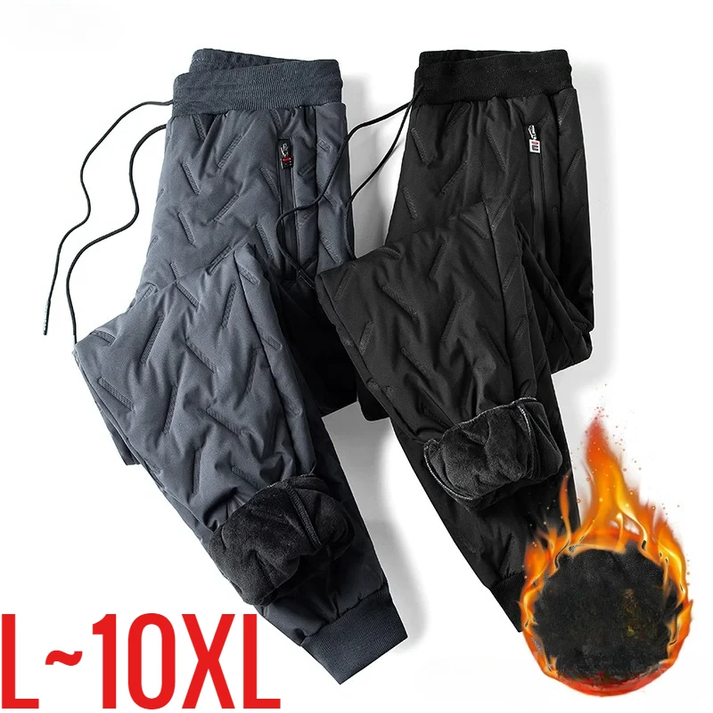 New Big Size Winter Pant Men Thick Fleece Lined Jogger Cotton Padded Warm Work Trouser Male Plus Large Sweatpant 9XL 10XL Autumn