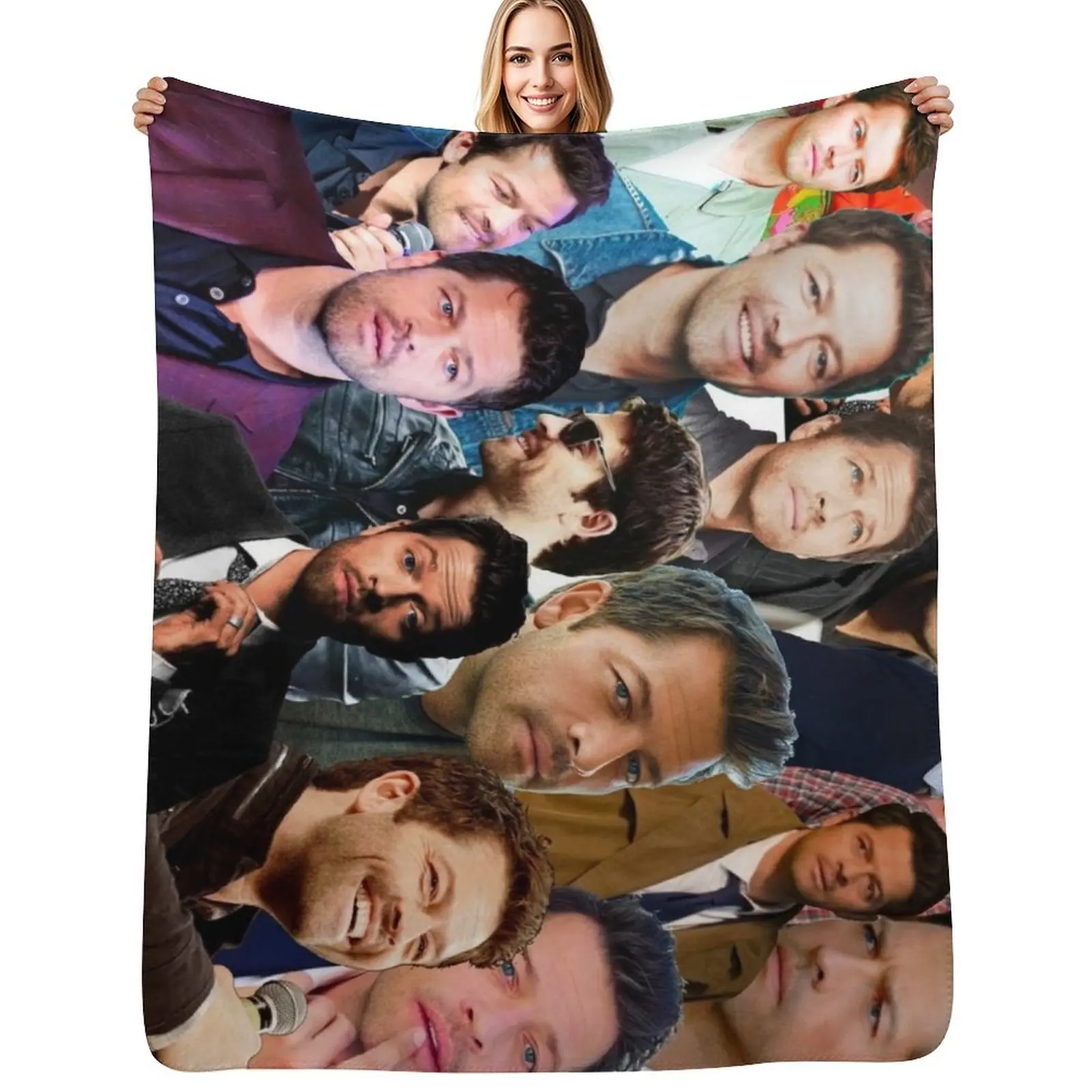 

Misha Collins Photo Collage Throw Blanket Plush Fuzzy Cozy Blanket for Couch Sofa