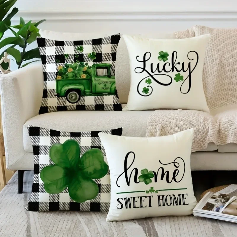 St.Papa four-leaf clover car print pillowcase Nordic home decoration pillowcase bedroom living room polyester cushion cover