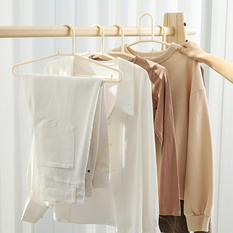 Wide Shoulder Clothes Rack Household Clothes Hanging Non Slip Dormitory Plastic Clothes Support Drying Clothes Coat Rack Storage