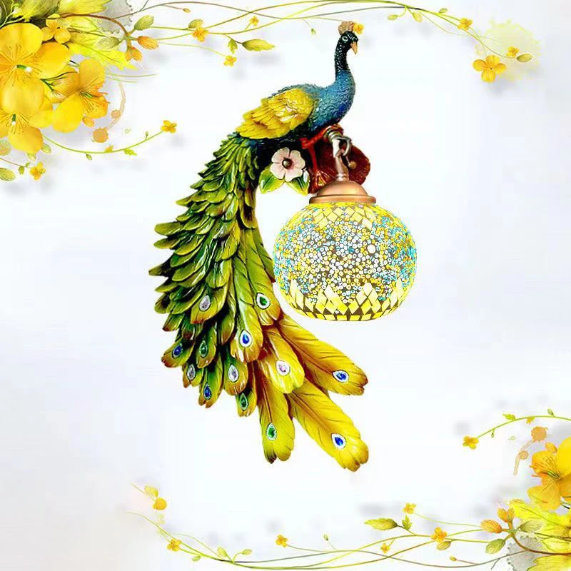 TEMOU Contemporary Peacock Wall Lamp Personalized And Creative Living Room Bedroom Hallway Decoration Light