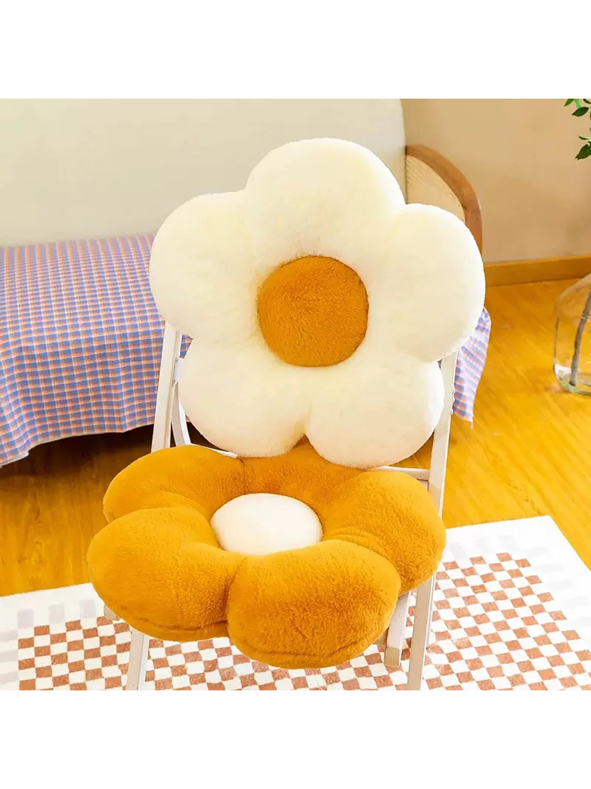 1Pc 30cm Stuffed White Daisy Flower Seat Cushion Sunflower Shape Bedroom Seat Pillow Office Room Decor Sofa Cushions Plush Toys 