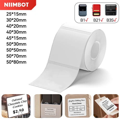 NIIMBOT papel de etiqueta adhesiva térmica para B1 B21 B3S B31 etiqueta de marcado impermeable etiqueta de precio cinta adhesiva etiqueta de precio