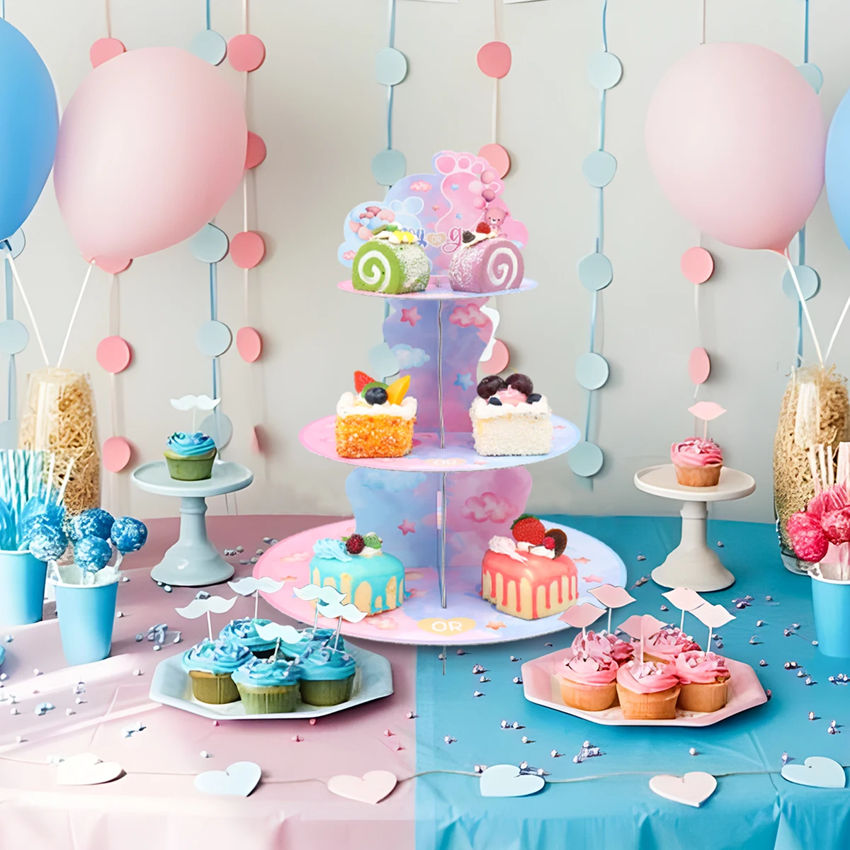 حامل عرض الكعك للأطفال ، حورية البحر في الغابة ، حامل الحلوى ، صينية الكيك ، فراشة ، استحمام الطفل ، دعم كب كيك ، زينات حفلة عيد الميلاد