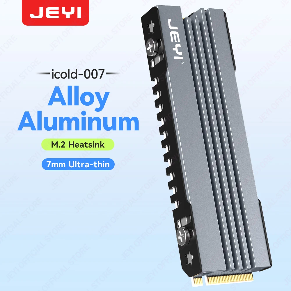 JEYI M.2 SSD Heatsink, NVME NGFF Cooling Aluminum Cooler Radiator with Thermal Silicone pad for PC / PS5 PCIE 2280 ssd icold-007