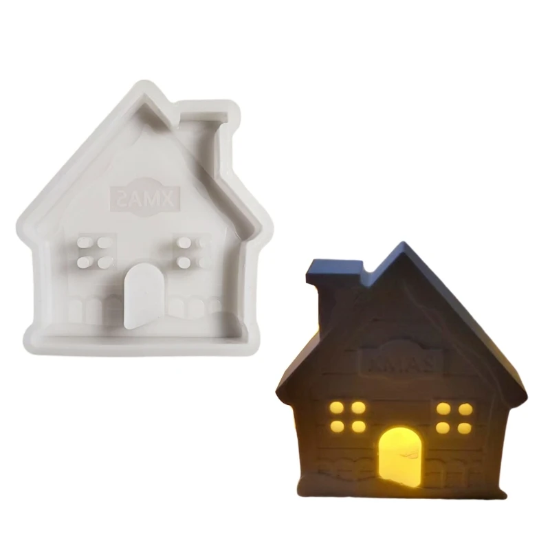 652F Artistic Silicone Mold Snow House Shape Figurine Molds Silicone Texture for Festival Gifts and Engaging in Family Crafts