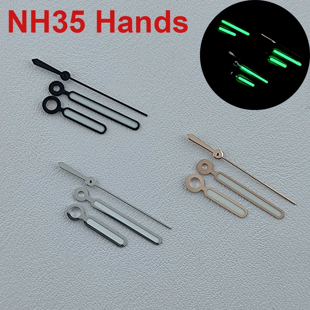 N H35 Hands N H38 เข็มนาฬิกามือ สีเขียว อุปกรณ์นาฬิกาเรืองแสง ตัวชี้นาฬิกา โรสโกลด์/สีเงิน มือ