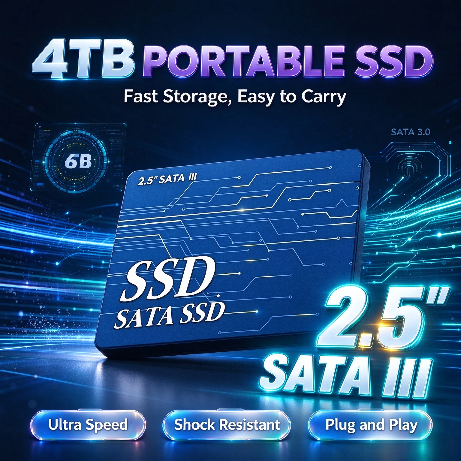 Original 2.5 Inch SATA III SSD Internal Solid State Drive 2TB  4TB High Speed Hard Disk Storage For Desktop Laptop PC Upgrade