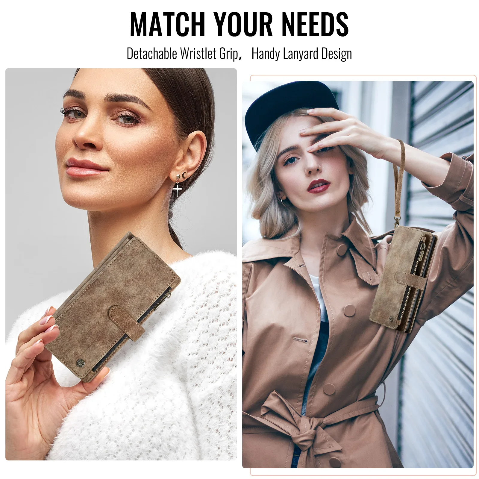 카세미-C30 지갑형 케이스 구글 픽셀 7A 8 8A 8Pro 9A 9Pro 10Pro XL 다기능 지퍼 가죽 카드 포켓 손목 스트랩 포함