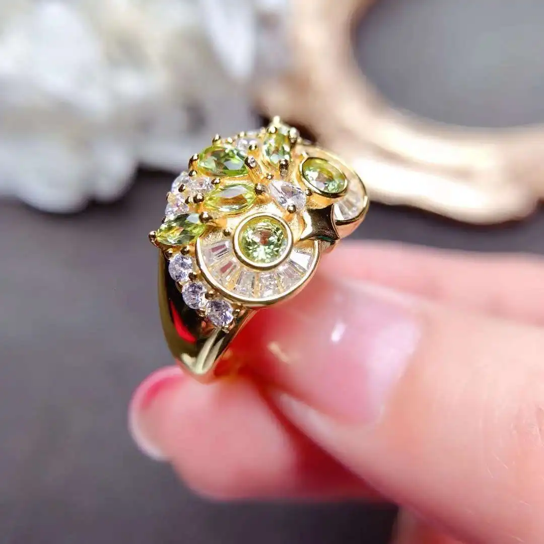 Owl Ring Natural Peridot or Sapphire Ring  Ring for Women Men Wedding Rings Charm Unisex Stainless Steel Rings Jewelry