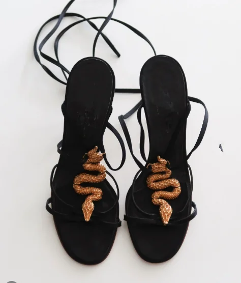 Black/purple snake crystal decor leather sandals crystal women's lace up high heels luxury designer open toe party shoes