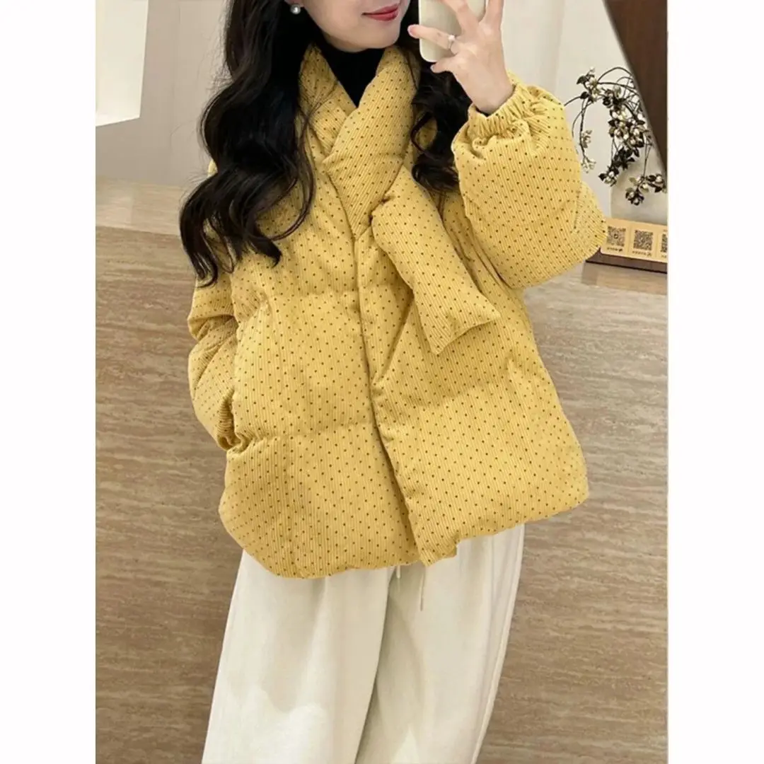 Winter Quilted Cotton Padded Jacket Jacket Women Sweet Cold Coat Parkas Warm Short Top Windproof Jacket Design Clothes Trendy
