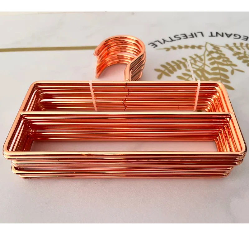 

10 PCS/LOT Nordic Metal Rectangular Double Layer Clothes Hanger Large Line Towel Scarf Hanger Rose Gold /Gold 2 Colors
