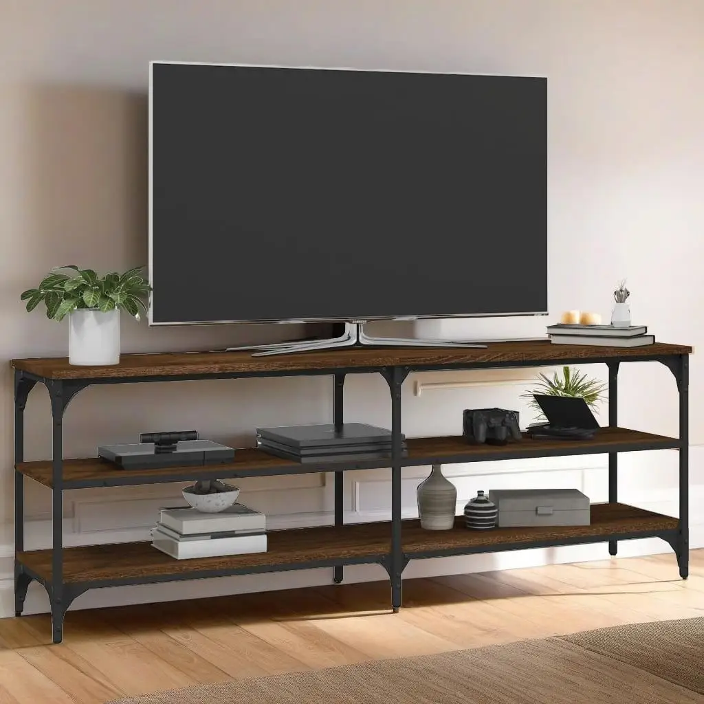 Brown Oak TV Cabinet 140x30x50 cm | Durable Engineered Wood Furniture