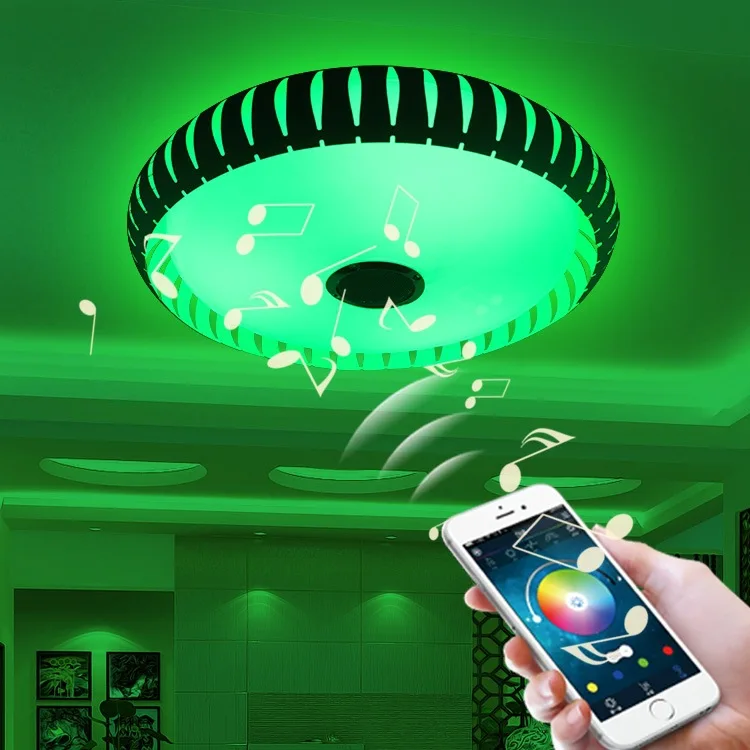 Wireless Bluetoot4.0 Control LED Ceiling Light Music Multi-Colors Cging Sm Led Ceiling Lamp Metal Acrylic Lampshade