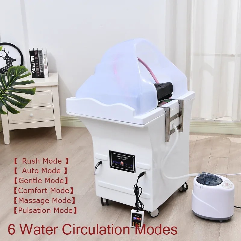 Mobile Water Tank Shampoo Wash Chair Massage Head Spa Adjustable Water Circulation Multifunctional Fumigable Shampoo Bed