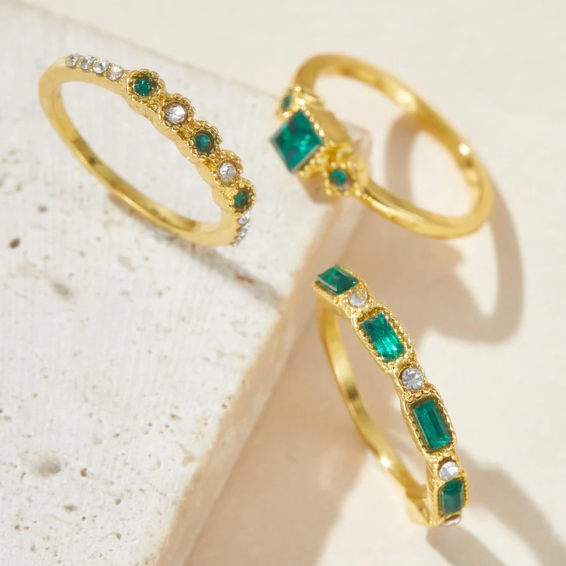 3 قطع/مجموعة من خواتم الزركون المرصعة بتصميم هندسي، مناسبة للأزياء النسائية الفاخرة، مجوهرات قابلة للفصل، إكسسوارات خاتم الزواج #3