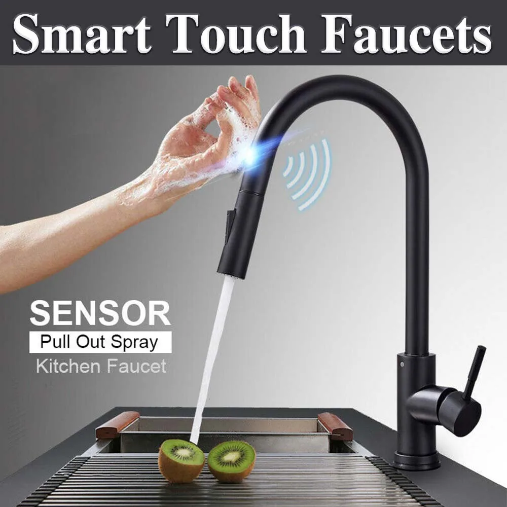 Smart Touch Kitchen Faucets, Crane Sensor, Water Tap, Sink Mixer, Rotate, Hot and Cold Water Tapices