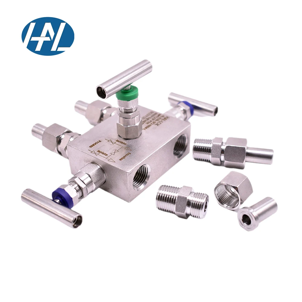 Direct Mounting Manual High Pressure T-type Instrument Manifold with Needle Valve 2/3/5 Manifold Valves for Gas Media