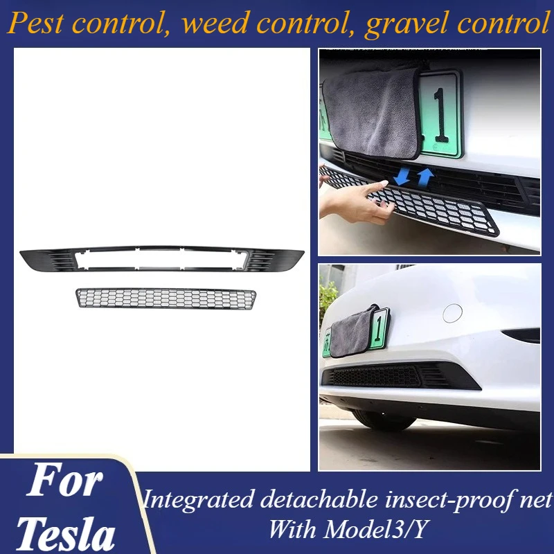 For Tesla Model Y 3 2020-2024 Front Grille Mesh Cover Removable Bug Screen Protection Grill Guard Anti Insect Accessories Parts