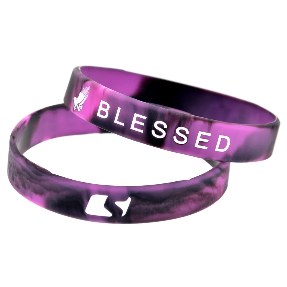 Blessed Silicone Pulseira, Bíblia Sagrada Pulseira de Borracha, Oração Escritura Jóias, Banda para Amizade Presente, Swirl Cor, 1 Pc