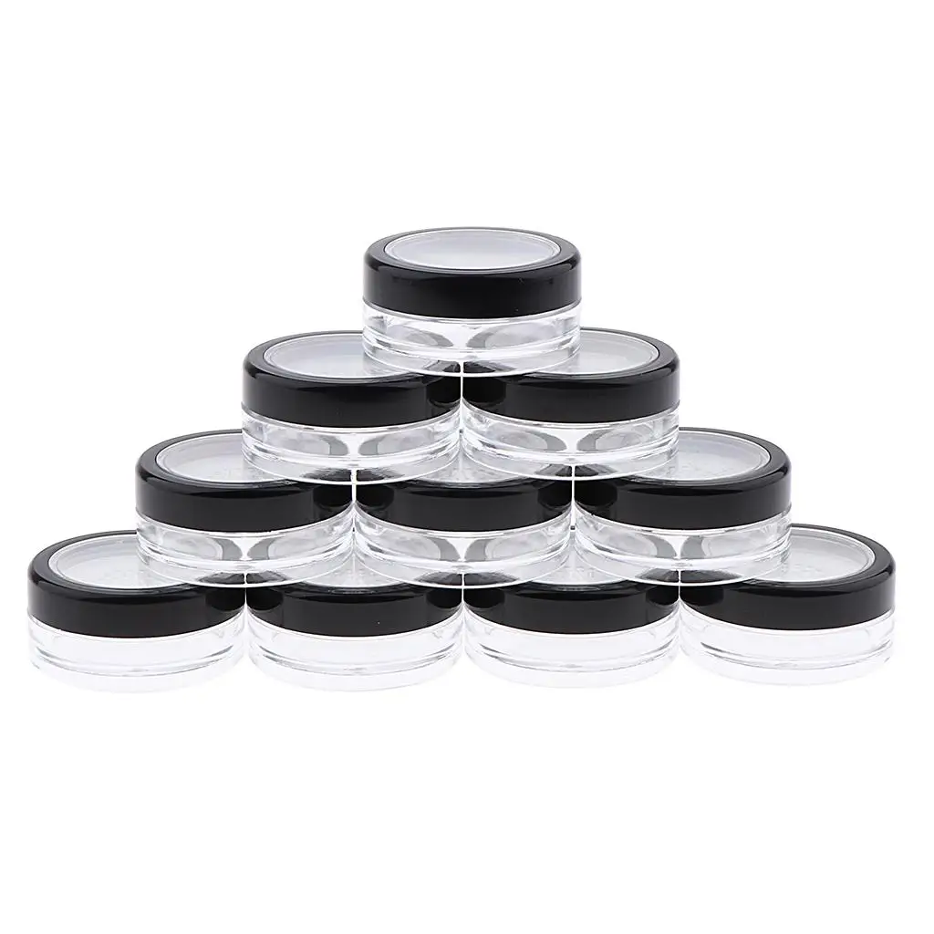 10Pcs× 10g Plastic Empty Sifter Cosmetic Loose Jar Case - Portable Compact Size