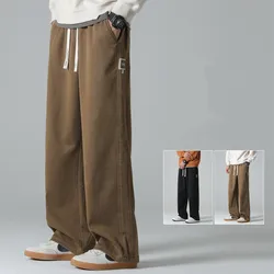 Mens Sweatpants Cargo Pants Straight Wide Leg long Pants Loose Sports Casual Trousers Spring Black Brown XXXXL