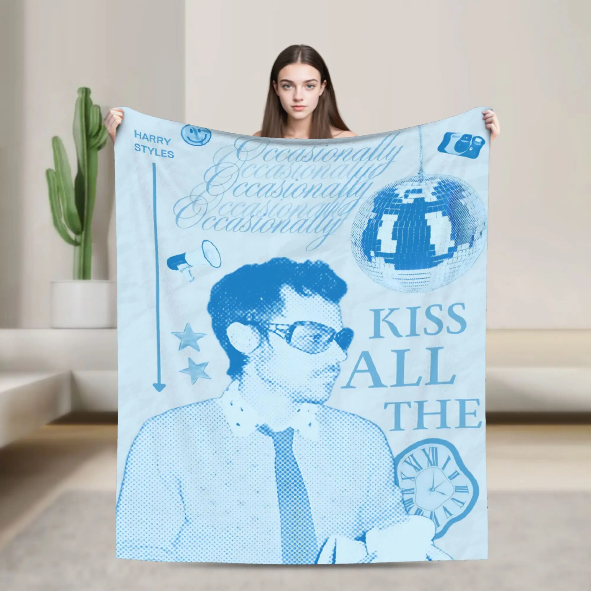 Kiss All The Time Disco 2026 Knitted Blankets Harrys Music Styles  Flannel Throw Blankets Air Conditioning Decoration Bedspreads