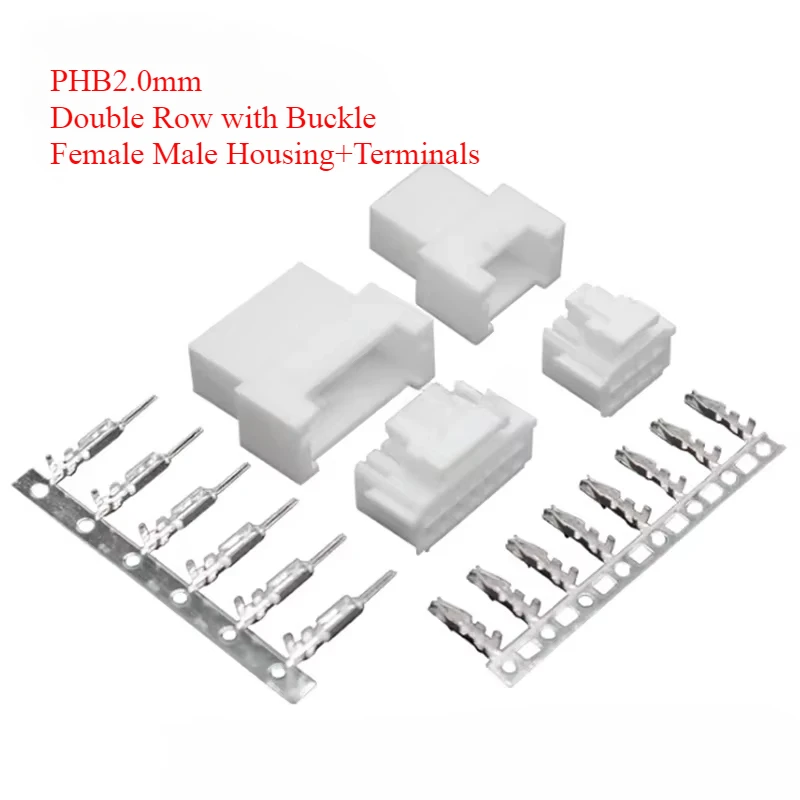 

10Sets PHB 2.0mm Double Row with Buckle PHSD 2*2/3/4/5/6/7/8/9/10Pin Air Docking Male Female Housing Wire Terminal Connectors
