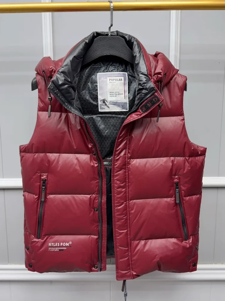 

Warmth Men's Quilted Vest Hooded Stand Collar Detachable down Faionable Youthful Winter Outerwear Stand Fit Zipper Closure