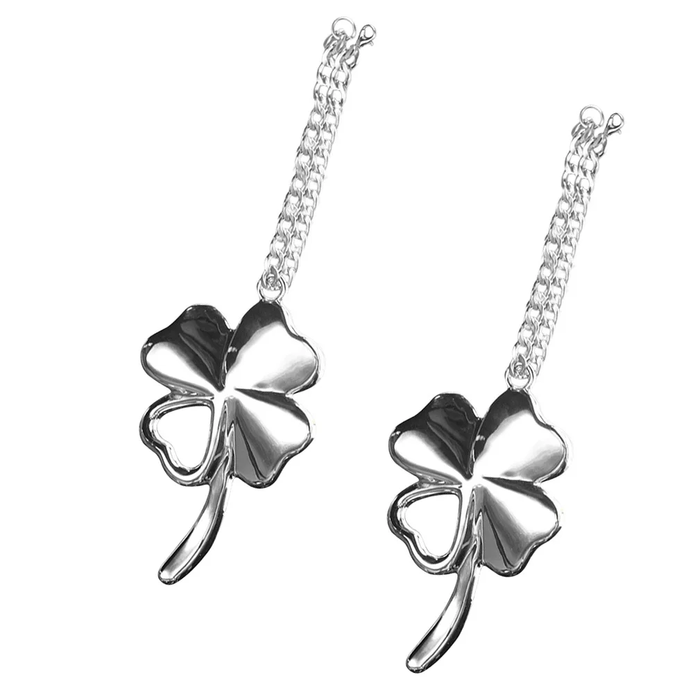 

2pcs Four Leaf Clover Car Interior Decor Alloy Hanging Decoration For Car Pendant Key Ring Bag Charm Rear View Mirror Accessory