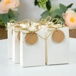 10Pcs White Gift Bags With Label Rope Jewelry Cookie Candy Packaging Bags Wedding Favor For Guest Birthday Party Decor