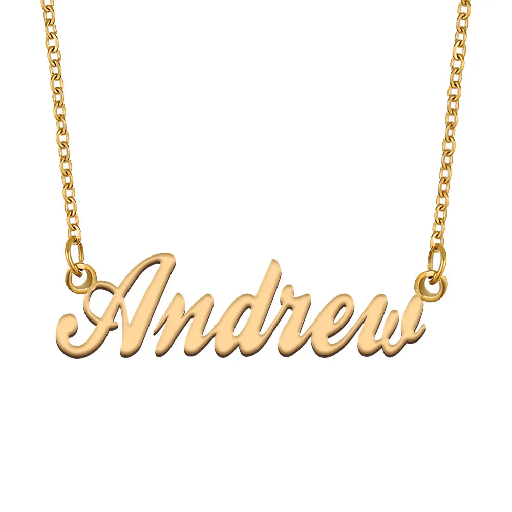 

Andrew Name Necklace for Women Stainless Steel Jewelry Gold Plated Nameplate Pendant Femme Mothers Girlfriend Gift