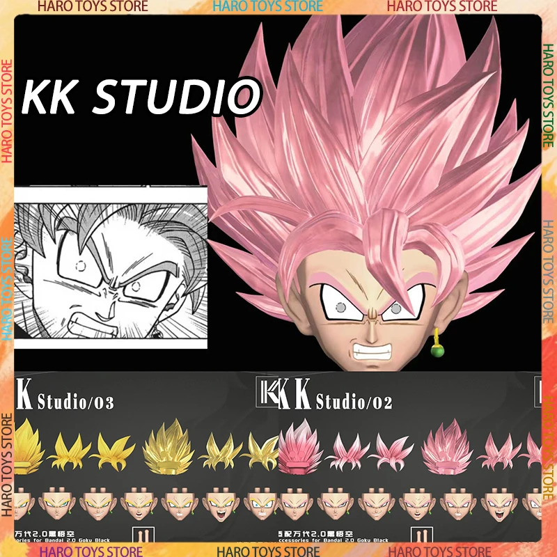 KK STUDIO Black Goku Head Accessory Pack Rose Goku Zamasu Dragon Ball Super Saiyan Anime Action Figure Model Toys Gift