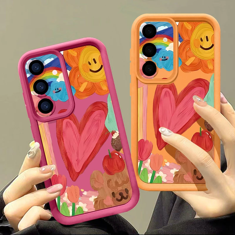 Cute Hearts Pattern Phone Case For Samsung Galaxy A18 A57 A37 A27 A56 A16 A17 A55 A54 a26 A36 5G S26 FE S25 S24 s23 Ultra Cover