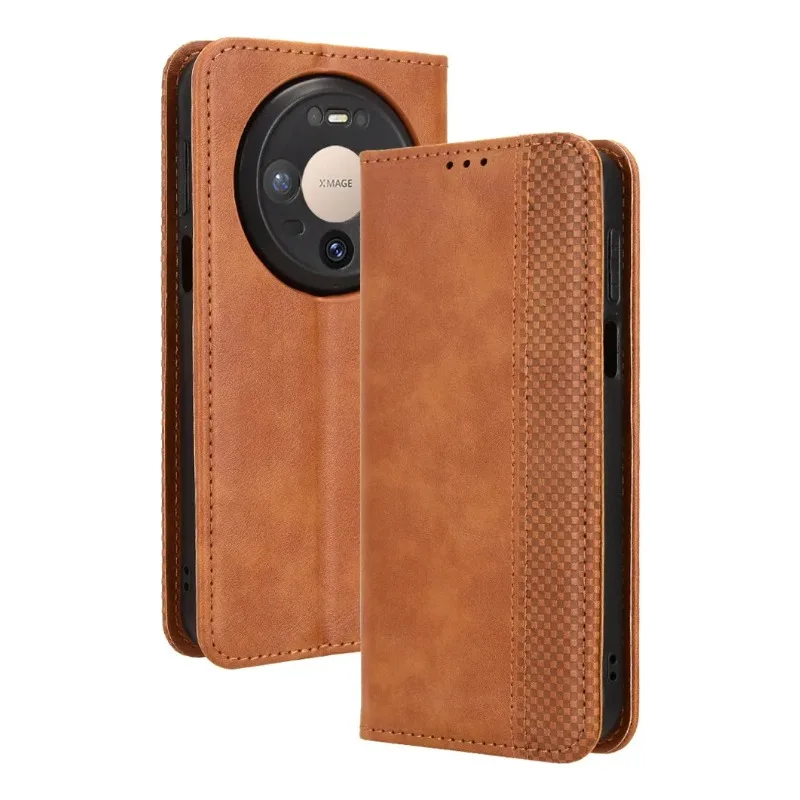 Funda de Cuero Retro con Tapa Magnética y Ranuras para Tarjetas para Huawei Mate 80 Pro Max, Funda Tipo Cartera para Huawei Mate 80 Pro Max