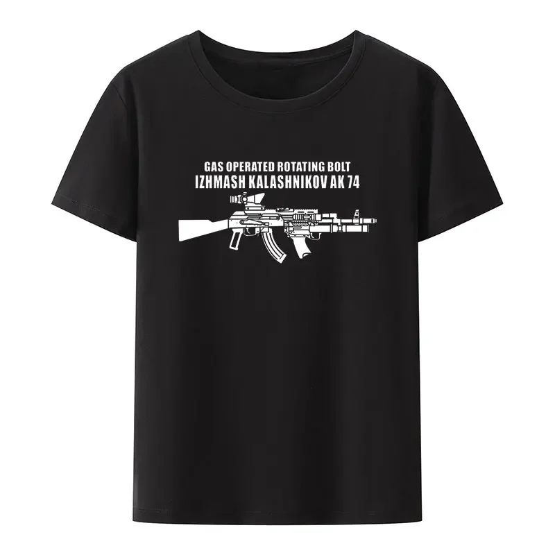 Russian Gas Operated Rotating Bolt Izhmash Kalashnikov Ak74 Print T Shirt Men Women Short Sleeve Loose Breathable Streetwear