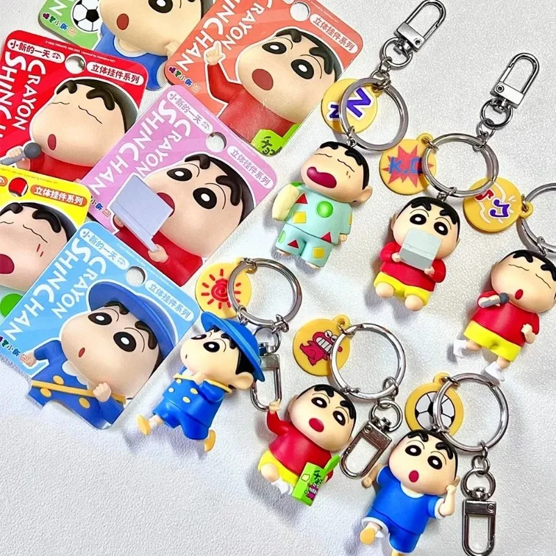 New Crayon Shin-Chan Keychain Anime Figures Shin Chan's Day Bag Pendant Cartoon Car Key Chain Accessories Kids Toys Fans Gift.