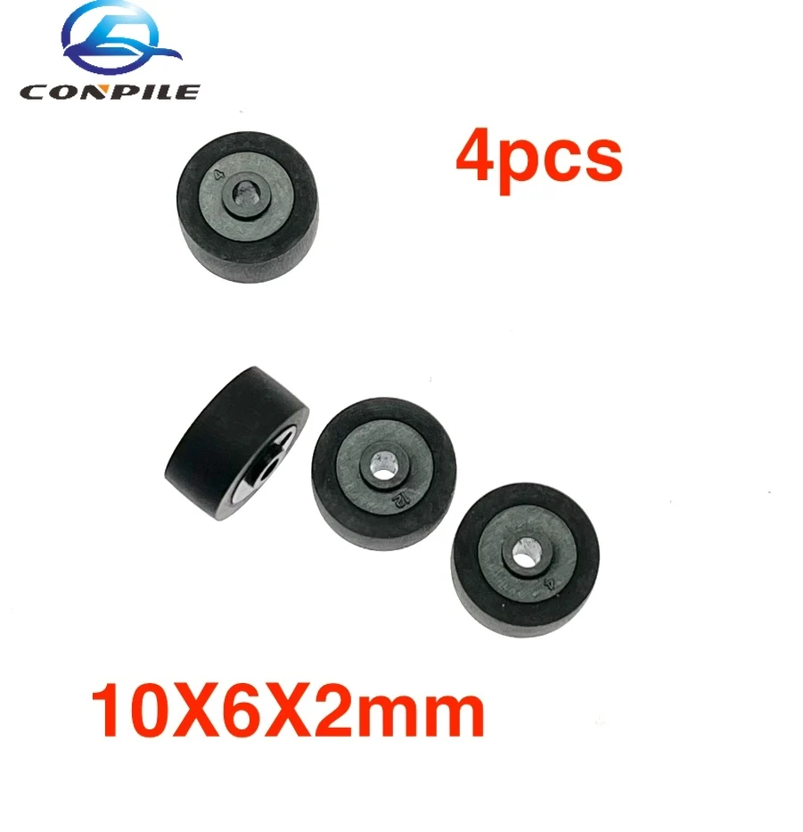 4pcs 10mm*6mm*2 wheel belt pulley rubber audio pressure pinch roller for vintage cassette deck tape recorder Stereo player