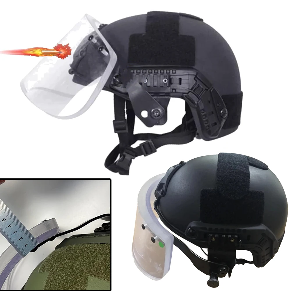 M88 Helmet Ballistic Face Shield Detachable NIJ 3A Bulletproof Visor Mask Bulletproof Transparent Panel for Head Protection