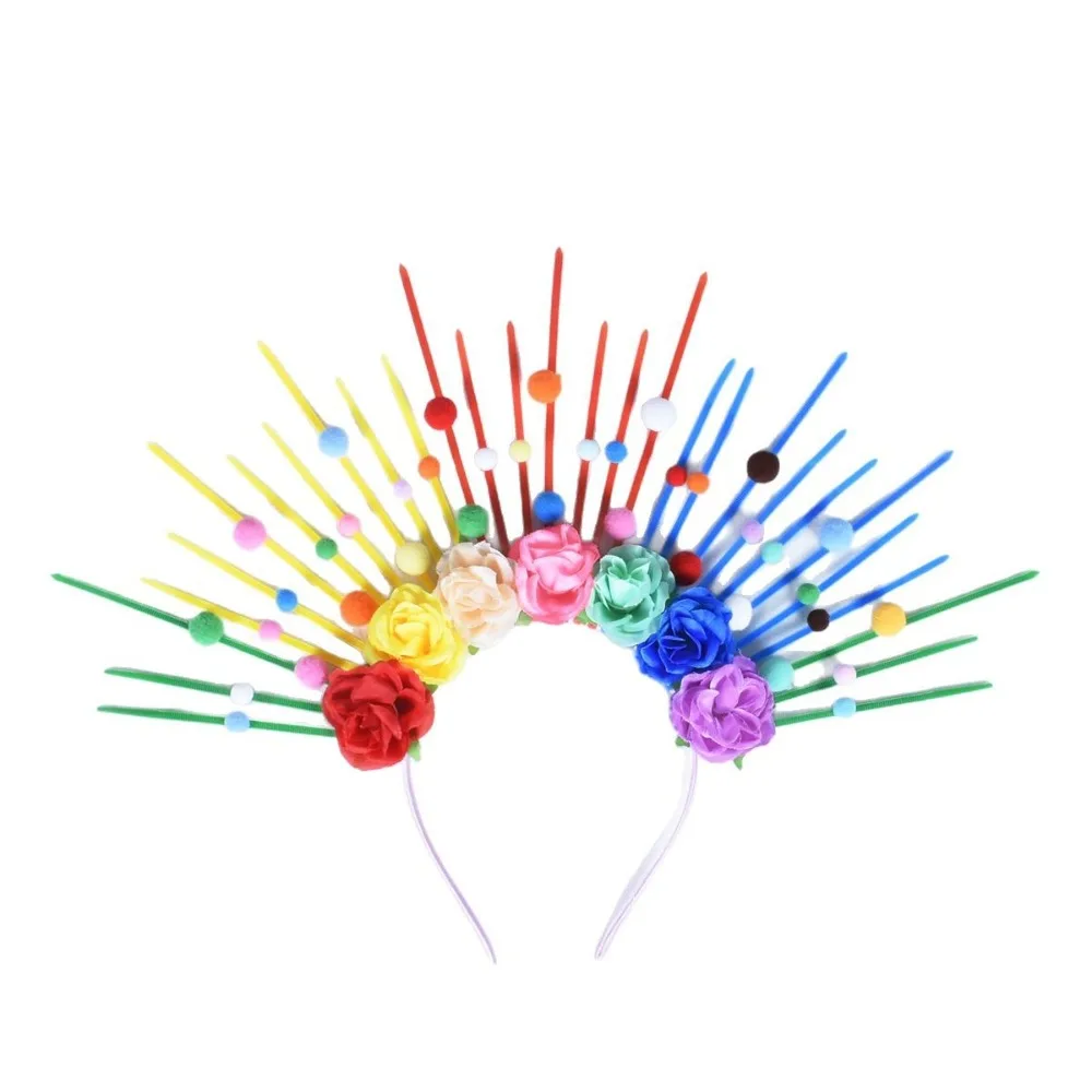

Fashion Sun Rainbow Hairband Exaggerated Aureole Colorful Flower Hair Hoop Creative Costume Goddess Halo Headband Parade