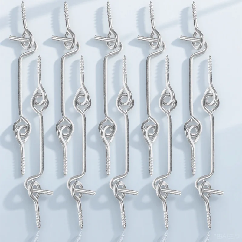 

10Sets Door Hook Premium Carbon Steel Galvanized Heavy Duty for Windows Doors Security Latch Lock Hook and Eye Latch