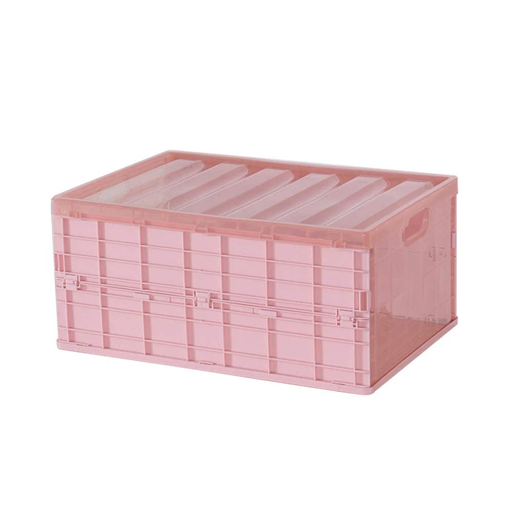 

Portable Foldable Storage Box Multifunctional Organizer Container Plastic Case Large Capacity Translucent Body Lid Home Kitchen