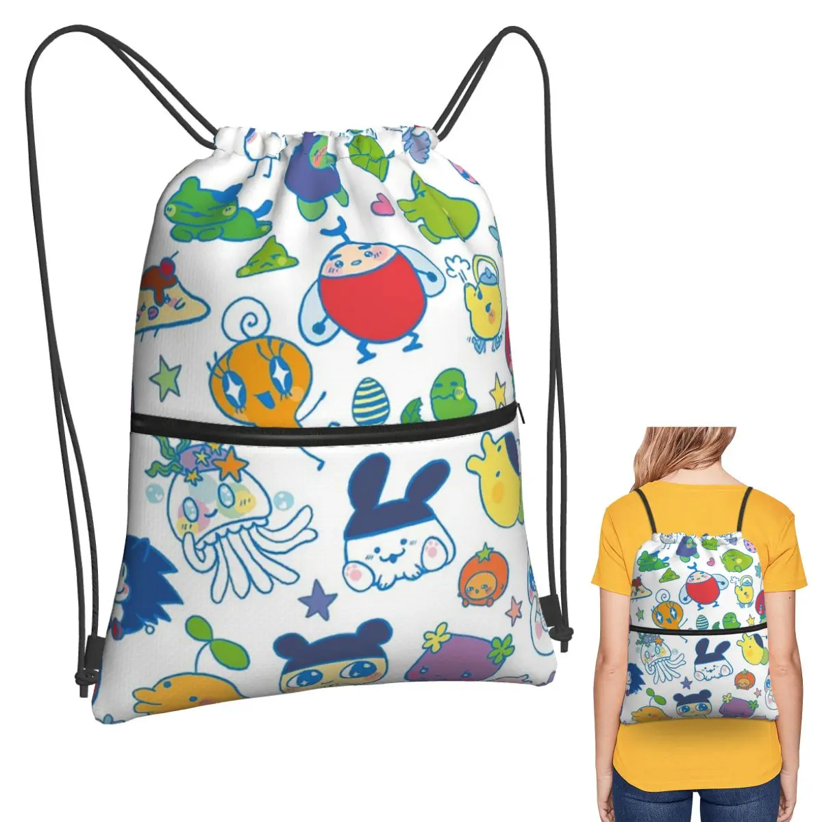 

Рюкзаки Tamagotchi Friends, многофункциональные портативные карманные спортивные сумки на шнурке, сумки для книг для мужчин и женщин, студентов