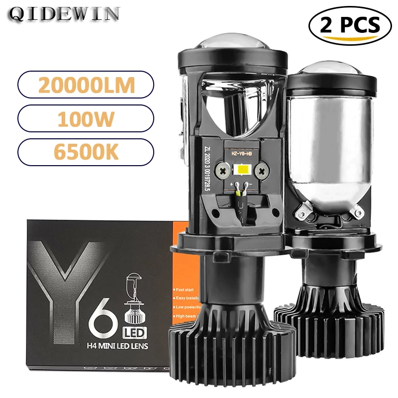 

Y6 LED 100W Car Headlight H4 6500k Super Bright Lens Laser Hi/Low Beam Turbo Fog Light Bulb Projector Canbus Vehicles Lamp 2Pcs