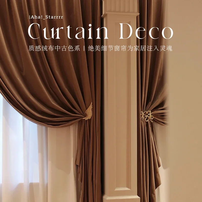 Australian Cashmere Velvet Curtains for Living Dining Room Bedroom Blackout High-end French Fabric Thick Textured Custom