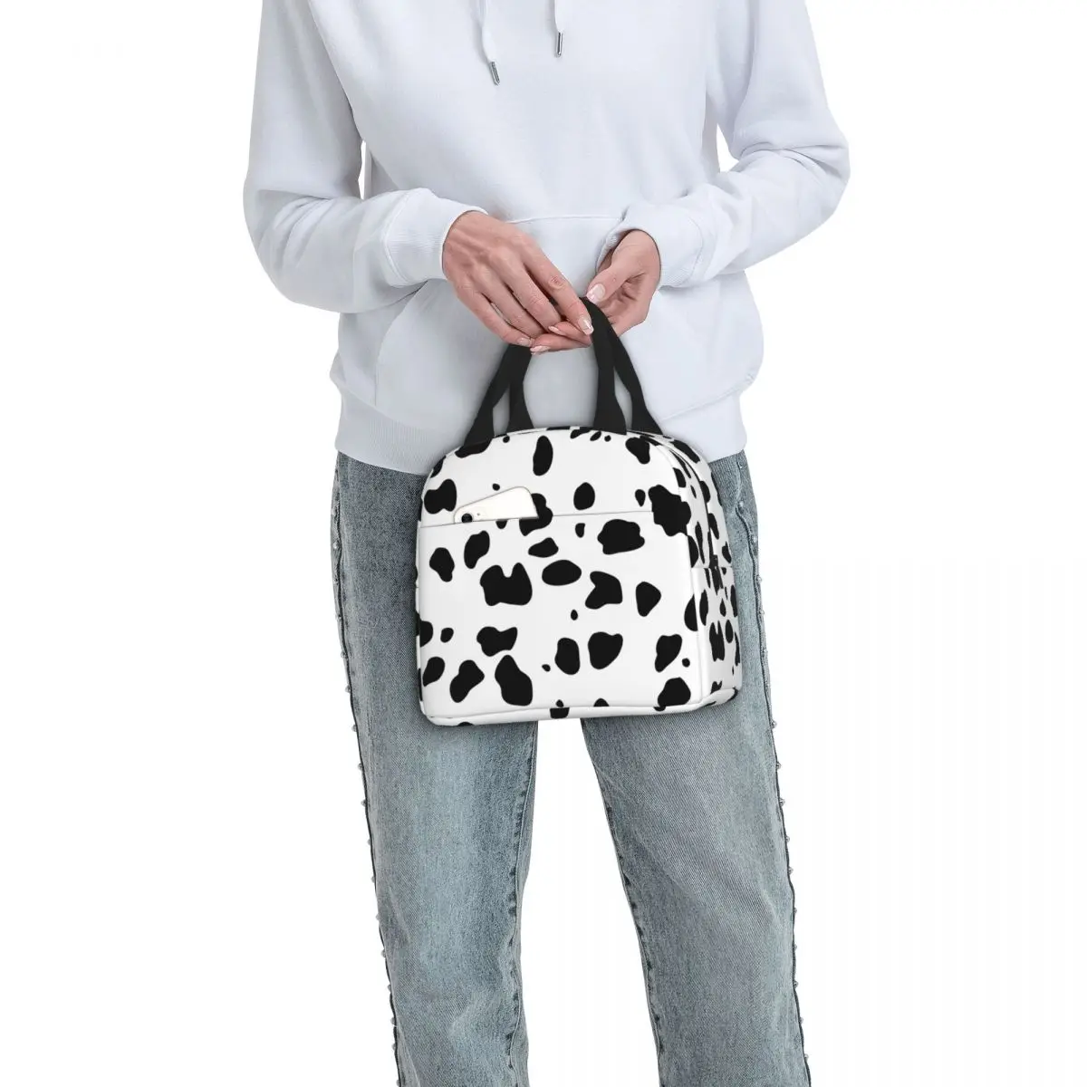 Dalmatian Spots Animal Texture Insulated Lunch Bag High Capacity Dog Lover Lunch Container Cooler Bag Tote Lunch Box Picnic