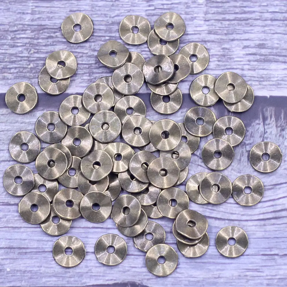 50Pcs/100Pcs Spacer Beads Wave Round Zinc Metal Silver Gold Bronze Copper Color Jewelry DIY Making Accessories 9mm